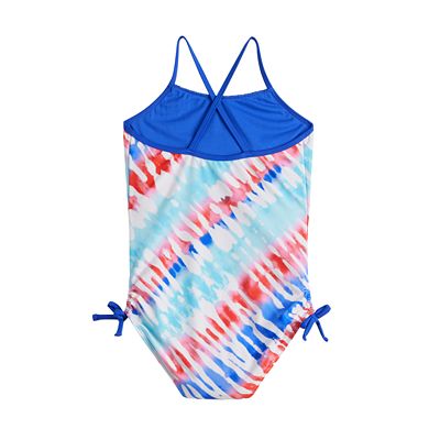 Girls 4-16 Breaking Waves Braided Highneck Side Shirred One Piece Swimsuit