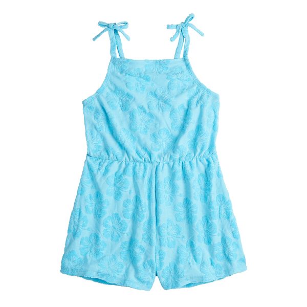 Girls 4-12 Breaking Waves Terry Romper Swim Cover-Up