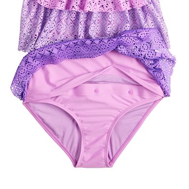 Girls 4-16 Breaking Waves Adaptive Crochet Triple Tier One-Piece Swimsuit