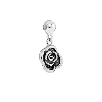 PRIMROSE Sterling Silver Polished Oxidized Rose Sliding Charm