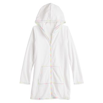 Girls 4-18 Breaking Waves Long Sleeve Terry Swimsuit Cover-Up in Regular & Plus Size