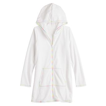 Girls 4-18 Breaking Waves Long Sleeve Terry Swimsuit Cover-Up in Regular & Plus Size