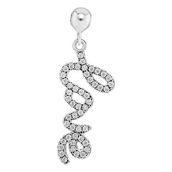PRIMROSE Sterling Silver Pave Cubic Zirconia "LOVE" Sliding Charm