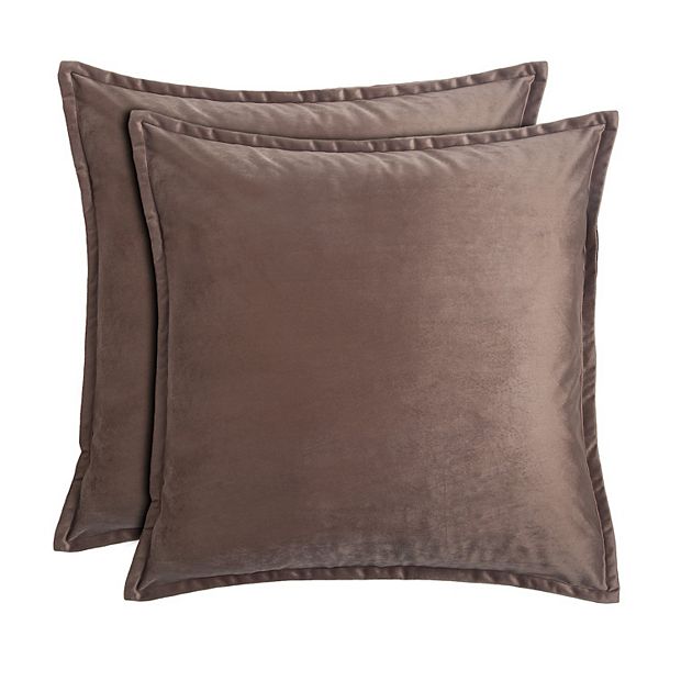 Taupe Velvet Throw Pillows 2 piece Set