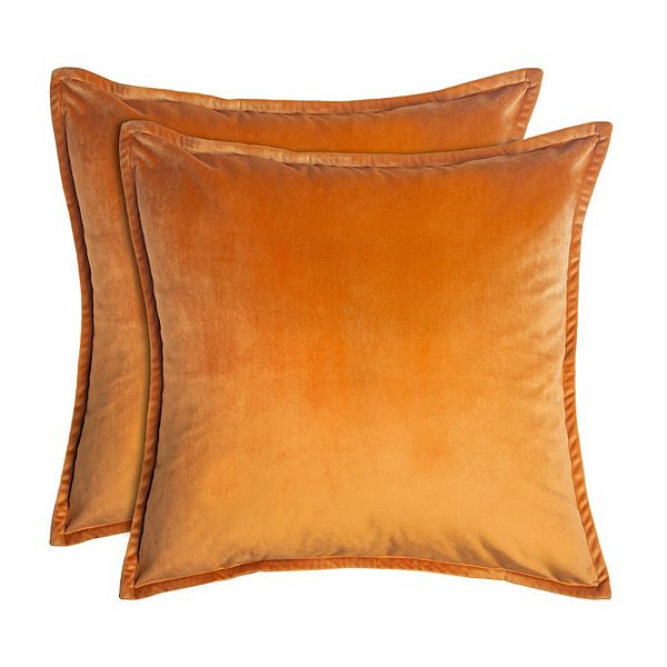 Orange Velvet Throw Pillows 2piece Set
