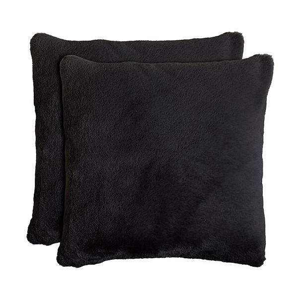 Black Faux Fur Throw Pillows 2piece Set