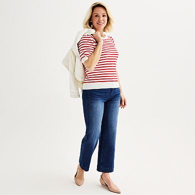 Women's Draper James Puffed Short Sleeve Striped Sweater