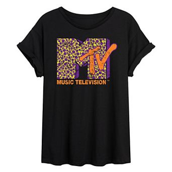 Juniors' MTV Halloween Skull Oversized Tee