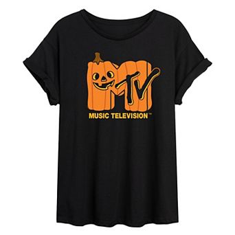 Juniors' MTV Jack O Lantern Oversized Tee