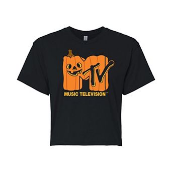 Juniors' MTV Jack O Lantern Cropped Tee