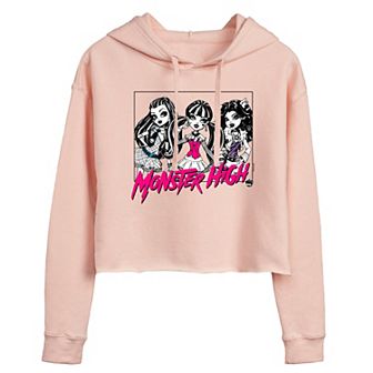 Juniors' Monster High Trio Frame Cropped Graphic Hoodie
