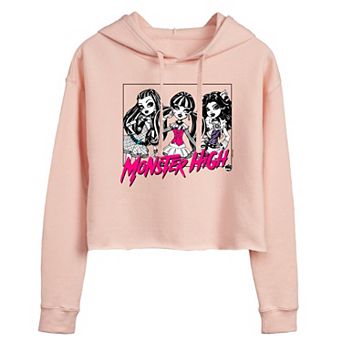 Juniors' Monster High Trio Frame Cropped Graphic Hoodie