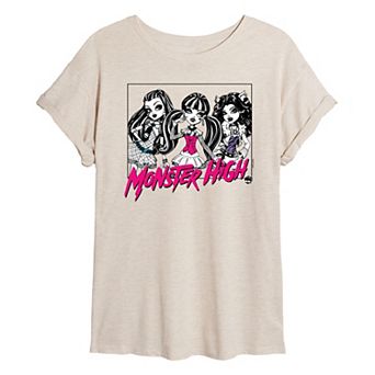 Juniors' Monster High Trio Frame Oversized Graphic Tee