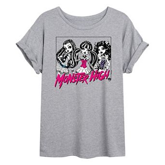 Juniors' Monster High Trio Frame Oversized Graphic Tee