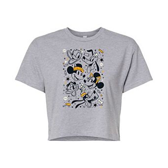 Disney's Mickey Mouse & Friends Juniors' Halloween Collage Cropped Tee