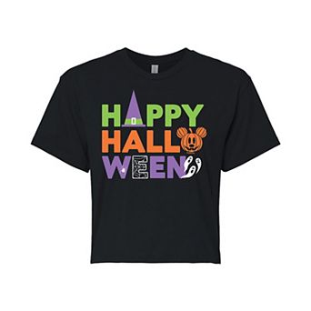 Disney's Mickey Mouse Juniors' Happy Halloween Cropped Tee