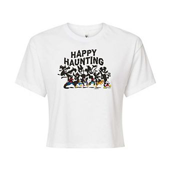 Disney's Mickey Mouse & Friends Juniors' Happy Haunting Cropped Tee