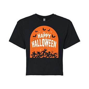 Disney's Mickey Mouse & Friends Juniors' Happy Halloween Group Cropped Tee