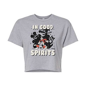 Disney's Mickey Mouse & Friends Juniors' In Good Spirits Halloween Cropped Tee