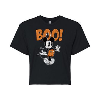 Disney's Mickey Mouse Juniors' Scared Boo Cropped Tee