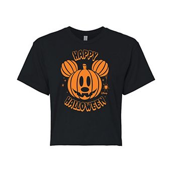 Disney's Mickey Mouse Juniors' Pumpkin Cropped Tee