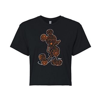 Disney's Mickey Mouse Juniors' Spider Web Cropped Tee