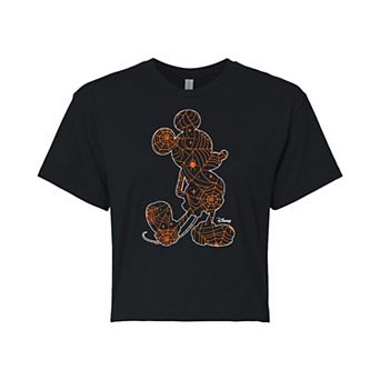 Disney's Mickey Mouse Juniors' Spider Web Cropped Tee