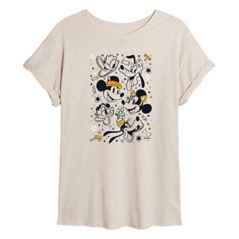 Disney's Mickey Mouse & Friends Juniors' Halloween Collage Oversized Tee