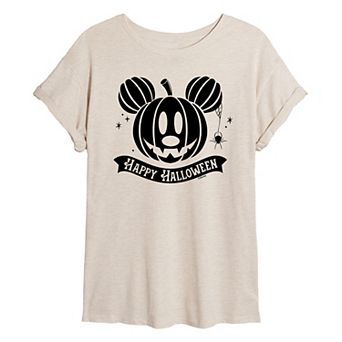 Disney's Mickey Mouse Juniors' Happy Halloween Pumpkin Oversized Tee