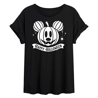 Disney's Mickey Mouse Juniors' Happy Halloween Pumpkin Oversized Tee