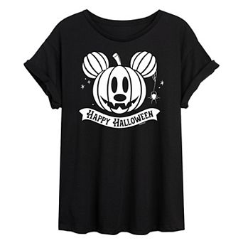Disney's Mickey Mouse Juniors' Happy Halloween Pumpkin Oversized Tee