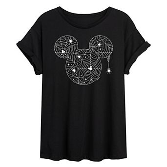 Disney's Mickey Mouse Juniors' Head Spider Web Oversized Tee