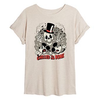 Disney's Mickey Mouse Juniors' Chilled To The Bone Oversized Graphic Tee