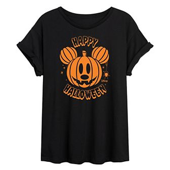 Disney's Mickey Mouse Juniors' Pumpkin Oversized Graphic Tee