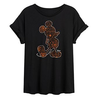 Disney's Mickey Mouse Juniors' Spider Web Oversized Graphic Tee