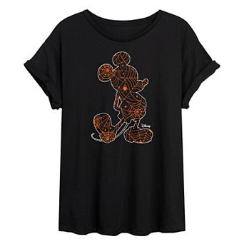 Disney's Mickey Mouse Juniors' Spider Web Oversized Graphic Tee