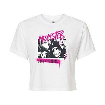 Juniors' Monster High "Creepy Cool" Doll Portrait Cropped Graphic Tee