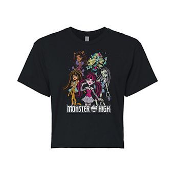 Juniors' Monster High Colorful Class Portrait Cropped Graphic Tee