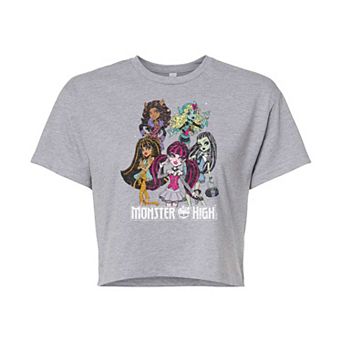 Juniors' Monster High Colorful Class Portrait Cropped Graphic Tee