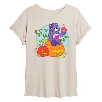 Juniors' Care Bears Pumpkin Oversized Graphic Tee