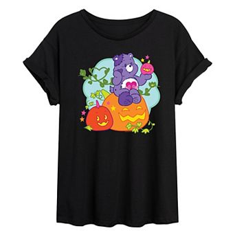 Juniors' Care Bears Pumpkin Oversized Graphic Tee