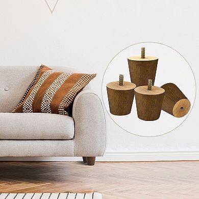 Wood Furniture Legs, Sofa Legs Round Solid Wood Couch Legs Mid-Century Modern Replacement Feet 4Pcs