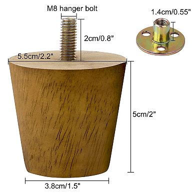 Wood Furniture Legs, Sofa Legs Round Solid Wood Couch Legs Mid-Century Modern Replacement Feet 4Pcs