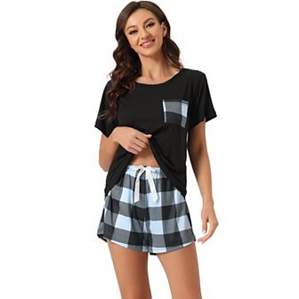 Women's Sleepwear Short Sleeve T-Shirt with Printed Shorts Pajama Sets