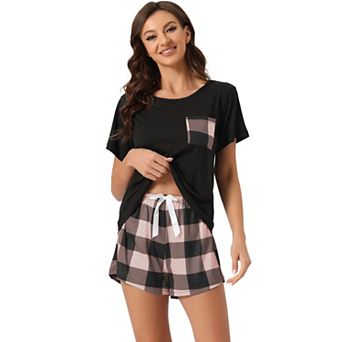 Women's Sleepwear Short Sleeve T-Shirt with Printed Shorts Pajama Sets