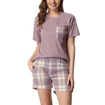 Women's Sleepwear Short Sleeve T-Shirt with Printed Shorts Pajama Sets