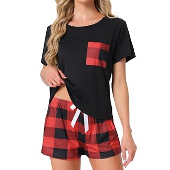 Women's Sleepwear Short Sleeve T-Shirt with Printed Shorts Pajama Sets