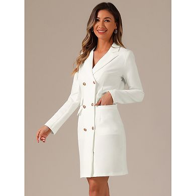 Women's Elegant Blazer Office Work Dress With Pockets