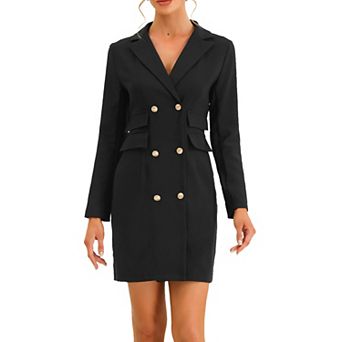 Women's Elegant Blazer Office Work Dress With Pockets