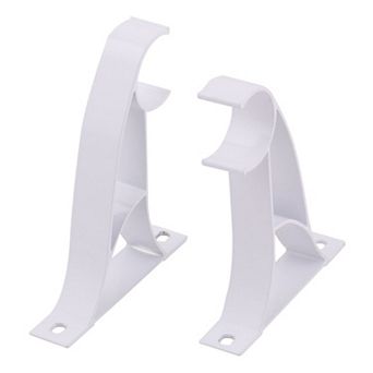 Window Drapery Curtain Rod Pole Hanging Hook Wall Bracket White 2 pc
